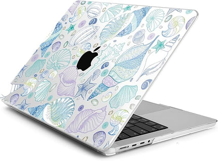 DONGKE Case for M5 MacBook Pro 14 inch 2025 2024-2021 M4 M3 M2 M1, Plastic Hard Shell Cover Compatible with A3434 A3112 A3401 A3185 A2992 A2779 A2442, Retina XDR Display & Touch ID, Sea Shells