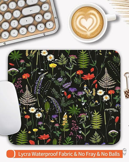 Square Mouse Pad Flowers,Personalized Premium-Textured Custom Mouse Mat Design,Washable Mousepad Cloth,Non-Slip Rubber Base Computer Mouse Pads for Wireless Mouse