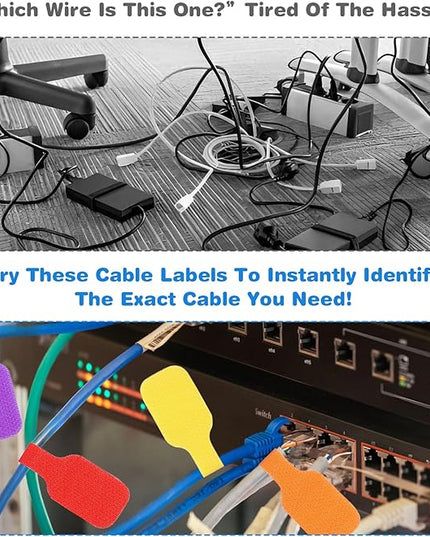 32PCS Cable Labels - Reusable Cord Labels for Electronics, Colorful Cable Tags for Organizing Wires and Identification, Wire Markers for Cord Management, Key Circuit Breaker Moving Label