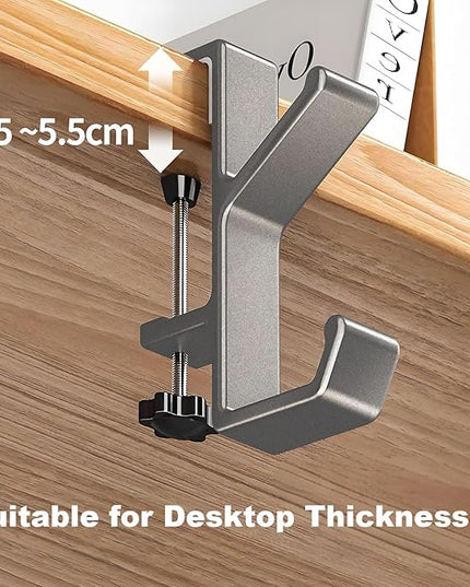 Headphone Stand - Aluminum Alloy Headphone Holder, Under Headset Stand for Desk Fit for PC Gaming Headset Hanger Hook Suitable for Office, Computer, Student Class Desk, Handmade Creator Table (Sliver)