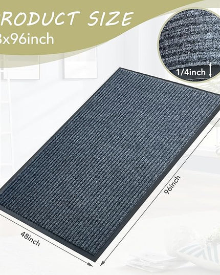 Front Door Mat,4'x8'Indoor Outdoor Door Mat,Heavy Duty Durable Welcome,Commercial Floor Mats Inside Outside Entrance, Waterproof All-Season, All-Weather Non Slip Backing Doormat for Entryway,Dark Gray