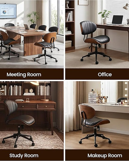 Home Office Desk Chair, Modern Sleek Office Chair with Adjustable Lumbar Support, Adjustable Height Mid Back Executive Task Chair with 360 Rolling Swivel for Meeting Study Room(Striped,Black)