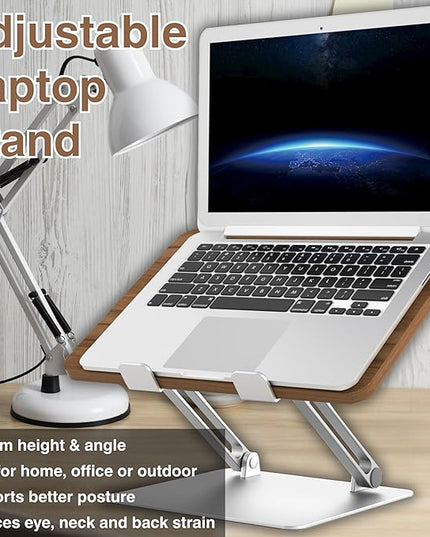 AVARO Adjustable Laptop Stand – Ergonomic Laptop Stand with Customizable Height & Angle, Robust Design Laptop Riser for Desk, Portable, Foldable & Durable Computer Stand for Home or Office Use