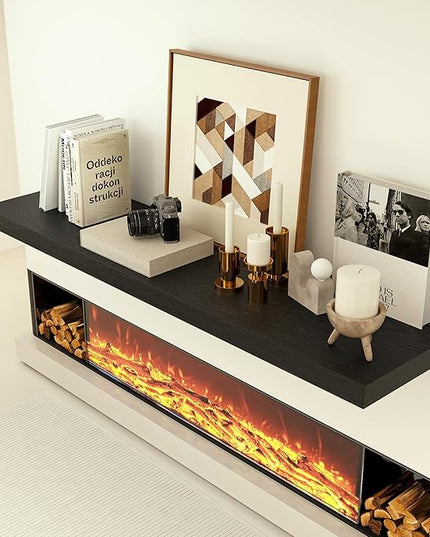 Heimlove 12" Deep Floating Shelves, 36 x 12 Inch Wall Mounted Long Floating Shelf with Invisible Brackets, for Home Decor, Bedroom, Kitchen, Living Room, Bathroom - 1 Pack, Black