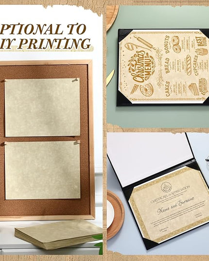 Epakh 200 Pcs Old Age Parchment Paper 8.5 x 11 Inch Standard Letter Vintage Colored Old Parchment Semblance Double Side Printing Paper (Fragrant Wood)