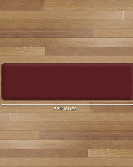 GelPro Anti Fatigue Nonslip Mat: Hard Floor Utility Mats for Garage, Patio and Kitchen - 20" x 72" x .5" - Leather Grain Cranberry