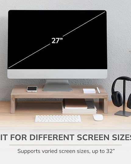 Anji Mountain Wooden Monitor Stand - Elegant Monitor Riser, Perfect Monitor Stand for Desk Organization, Durable Wood Construction monitor stands, Enhances Ergonomics and Workspace Efficiency,Biscotti
