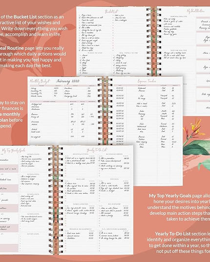 PLANBERRY Hourly Schedule Planner Premium – Undated Weekly Organizer with Time Slots & Monthly Budget – Time Management, Goal Setting, to-Do List & Habit Tracker –6.9″x8.5″(African Terracotta)