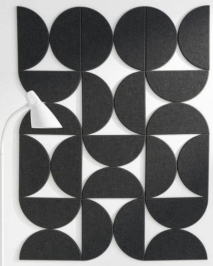 Large Bulletin Board Kit 48x36- Minimalist Wall Art to Replace Your Old Cork Boards for Walls for Office Decor - 24-Pack Semi-Circle Felt Wall Tiles for Home Office Décor (Midnight Black)