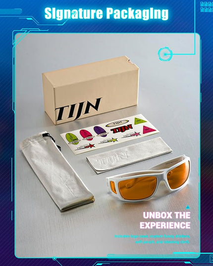 TIJN Sonia Sleep Glasses for Blue & Green Light Blocking,Red Lens with Dual AR Coating,Wraparound Frame for Gaming Screen