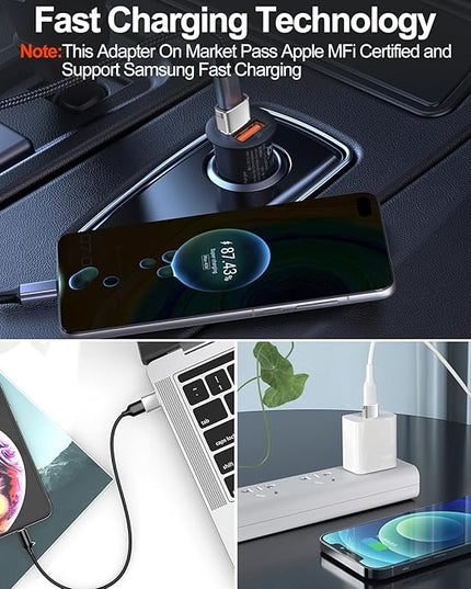 𝟒𝐏𝐚𝐜𝐤 𝐔𝐩𝐠𝐫𝐚𝐝𝐞𝐝 USB to USB C Adapter,Type-C Female to A Male Car Charger OTG Converter for Apple Watch Ultra 8 9 10,iPhone 16 15 14 13 Pro Max,Samsung S24,Nintendo Switch,AirPods,iPad,Car