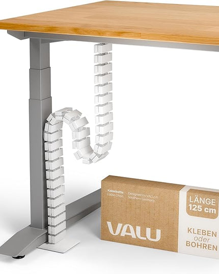 VALU Cable Management Spine – 49 Inch Cable Organizer for Standing & Fixed Desks – Sturdy & Flexible with Magnetic Link – Cord Management System Under Desk with Steel Base & Non-Slip Pads