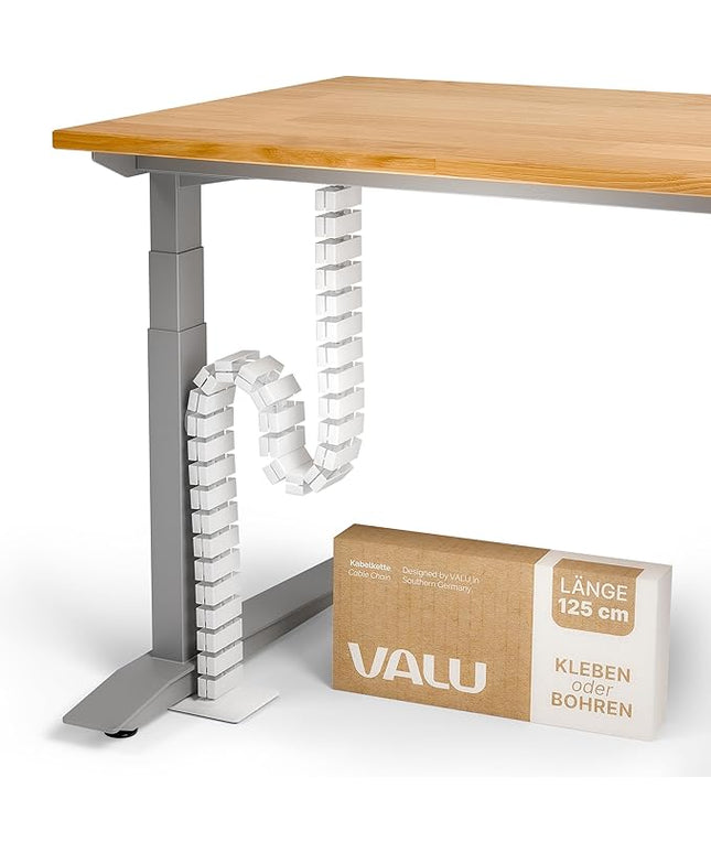 VALU Cable Management Spine – 49 Inch Cable Organizer for Standing & Fixed Desks – Sturdy & Flexible with Magnetic Link – Cord Management System Under Desk with Steel Base & Non-Slip Pads
