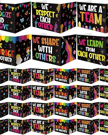 Honoson 24 Pcs Bulk Inspirational Privacy Folders for Students Cardboard Test Privacy Boards Motivational Words Desk Dividers Shield for Classroom School Study Supplies, 6 Styles (Unity)