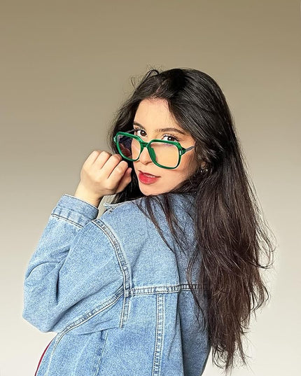 VISOONE Oversized Blue Light Blocking Glasses with Chic Square TR90 Frame and Metal Temple for Women Men REMY