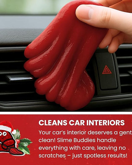 Slime Buddies Car Cleaning Gel Putty - Christmas Spice Scented Interior Detailing Tool for Cup Holders, Air Vents & Keyboard - Reusable Auto Detailing Accessories - Dust Remover Goop