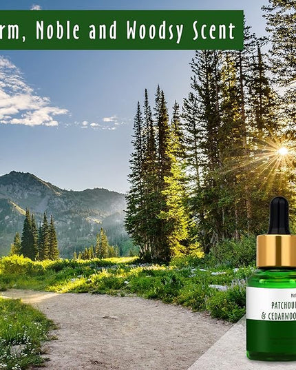 Patchouli & Cedarwood Fragrance Oil, MitFlor Single Scented Oil, Premium Grade Fragrance Oil for Soap & Candle Making, Large Size Aromatherapy Oil, Woody and Forest Scent, Home Fragrance, 30ml