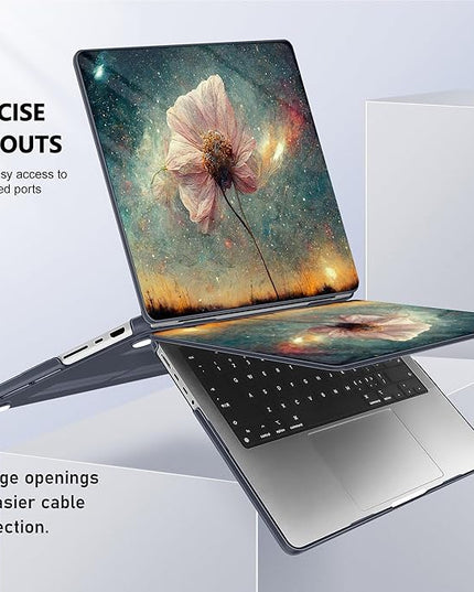 May Chen Case for MacBook Pro 14 inch, Models A2442 A2779 A2918 A2992 A3401 A3185 A3112 A3434, M1 M2 M3 M4 M5 Chip (2021-2025 Release), Plastic Hard Shell Case with Keyboard Cover, Flower Stars