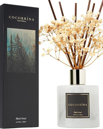 Cocorrína Reed Diffuser Sets, 6.7 fl oz. Black Forest Diffuser with Sticks Home Fragrance Reed Diffuser for Bathroom Shelf Decor