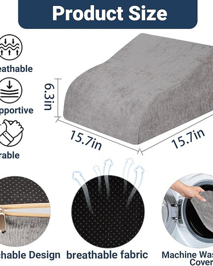 Foot Rest for Under Desk at Work, Ergonomic Under Desk Footrest with Washable Cover for Office, Home & Gaming Leg Elevation Pillow Dark Gray