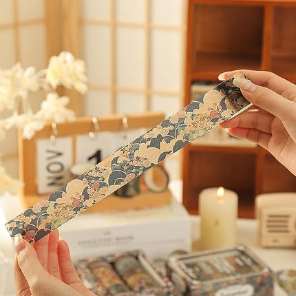 Songdao 12 Rolls Kyoto Charm Washi Tape Set Japanese Arts Adhesive Tapes Geometric Garden Decorative Masking Tape Sets for Craft, Kids, Scrapbook, DIY, Gift Wrapping (Azure Tranquility)