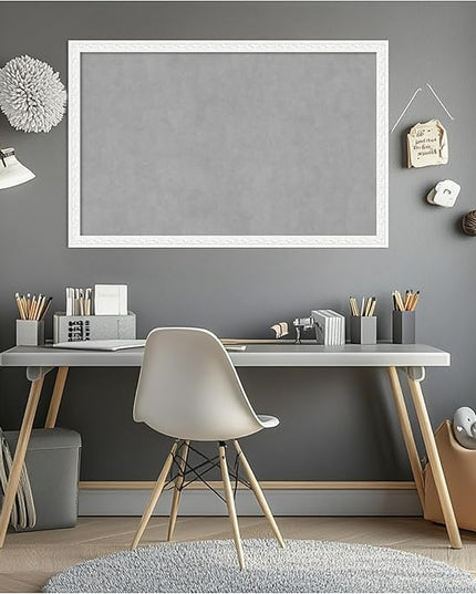 Amanti Art White Framed Magnetic Board 22x34 Large Vision Board for use with Magnets, 100% Metal Sheet to Display Items as Office Decor or for Home Organization in mudroom, Kitchen or Kids Room