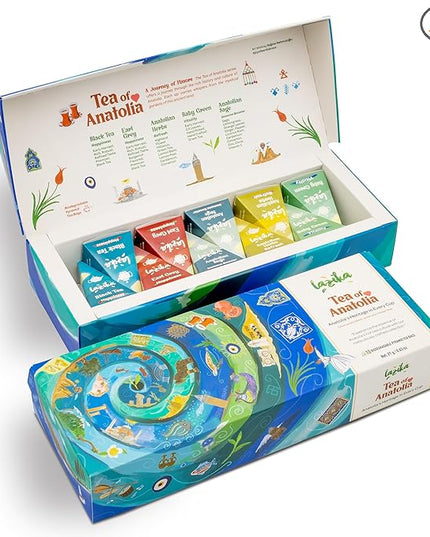 Lazika Tea Variety Pack with Lovely Presentation Box, Black, Green and Herbal Tea Sampler Gift Set, 10 Counts, Premium Collection with Pyramid Infuser Bag, Handcrafted