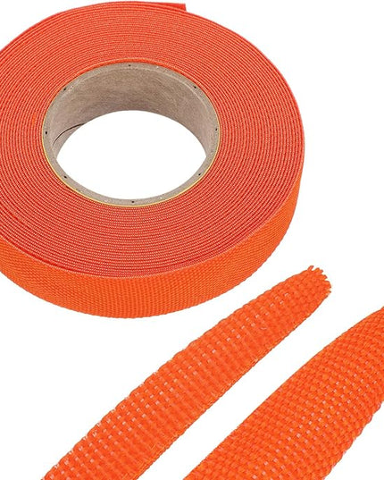 MECCANIXITY Braided Cable Sleeves Heat Shrinkable Fabric Sleeving, 5/8" 33ft Orange 2:1 Ratio Heat Shrinkable Cord Protector for Harness Cable, Network Cable Protection, Cable Management