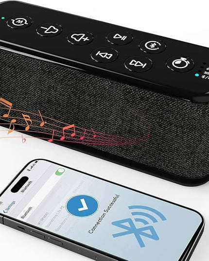 Sound Machine with Bluetooth,Wireless Rechargeable White Noise Machine,40H Long Runtime,Stereo Speakers,30/60/120m Timer,Memory Function,Portable Noise Machine for Sleeping/Office Privacy/Travel/Relax