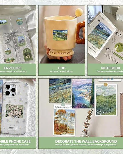 PRSTINCOL Oil Painting Sticker Book, 52 Sheets 500+ Scrapbook Stickers, Vintage Oil Painting Aesthetics Stickers for Adults and Teens, Junk Journal Supplies for Scrapbooking Journaling DIY