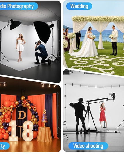 EMART Back Drop Adjustable Stand, 10x20 Backdrop Stand Heavy Duty Photography Background Support System Kit with 300° Angle Rotatable Connector and 8 Spring Clamps for Parties, Wedding, Photo Studio