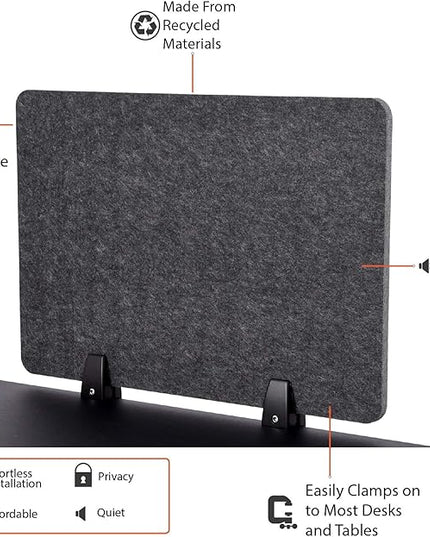 ReFocus™ Raw Clamp-On Acoustic Desk Divider – Reduce Noise and Visual Distractions with This Lightweight Desk Mounted Privacy Panel (Anthracite Gray, 59" x 16", 23.6" x 16", & 23.6" x 16")