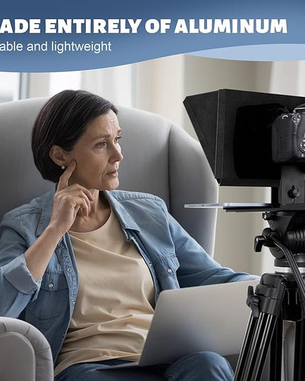 i2/12-inch All-Metal teleprompter, Lift The teleprompter and Remote Control, Using Tempered Optical Glass, Compatible with a Variety of Devices for a Variety of scenarios.