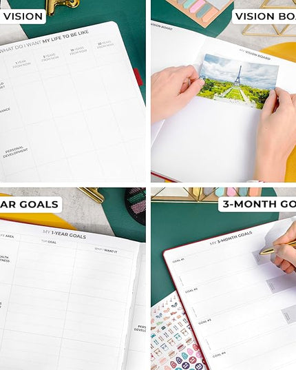 Clever Fox Planner Pro Premium – Luxurious Weekly & Monthly Planner with Budget Organizer for Productivity & Goals, Undated, A4 (Red)