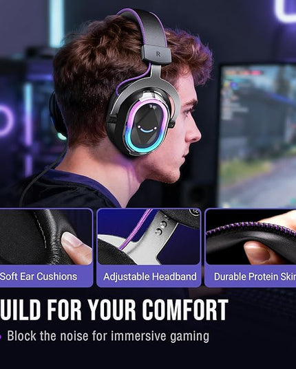 FIFINE Wired USB Gaming Headset: 7.1 Surround Sound - Vibrant Customizable RGB - Game/Chat Balance, Gamer Headphone with Noise Canceling Mic for PC, PS5/PS4, Laptop, Mac - AmpliGame H13BP