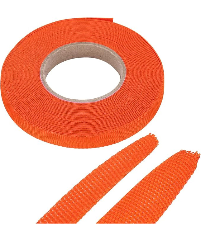 MECCANIXITY Braided Cable Sleeves Heat Shrinkable Fabric Sleeving, 5/16" 33ft Orange 2:1 Ratio Heat Shrinkable Cord Protector for Harness Cable, Network Cable Protection, Cable Management