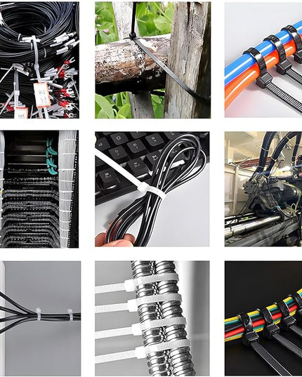 12 Inch Heavy Duty Zip Ties, 0.3 Inch Wide 120LBS Tensile Strength, Self-Locking Black Nylon Cable Ties for Outdoor Indoor Use, Home Office Garden Automotive Wire Cord Management,by VIKTONIK