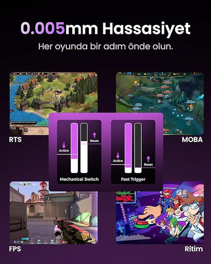 GravaStar Mercury V75 HE Keyboard – 75% Hall‑Effect Magnetic‑Switch Gaming Keyboard, 79‑Key, 8000 Hz Polling, 0.005RT, Wired USB-C, RGB Backlit, Adjustable Actuation, Semi‑Aluminum Chassis -Mecha Gray