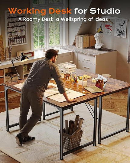 PRAISUN 40 X 24 Inch Computer Desk with Deeper Desktop, Gaming Office Writing Work Desk for Home Office, Study, Bedroom, Work from Home, Metal Frame, Rustic Brown