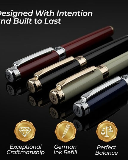 Premium Ballpoint Pen with German Ink – Perfectly Balanced for a Superb Writing Experience, 24K Gold Plated Green – Soft Sage Green- Includes a Schmidt Refill in a Giftable Presentation Case