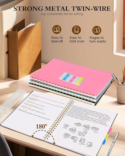 Blank Spiral Notebook Journal 8.5” x 11”, A4 Large Sketch Book for Women Men, 100 GSM Blank Paper Drawing Notebook, Plastic Hardcover Spiral Bound Sketchbook for Sketching Work School Writing, Navy