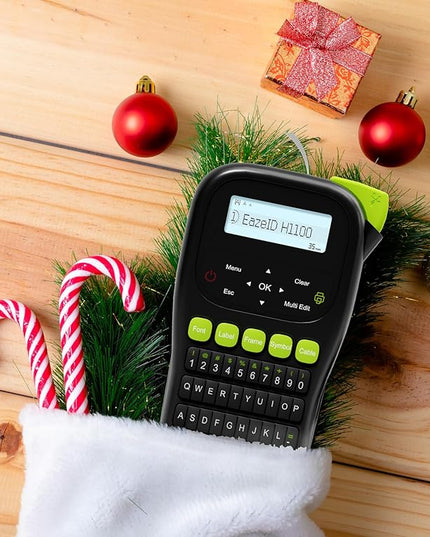Industrial Label Maker Machine with-Tape Waterproof, Portable Cable Label Maker with Keyboard, Handheld Wire Labeler with Backlight Screen for Home Office Use, H1100 Black