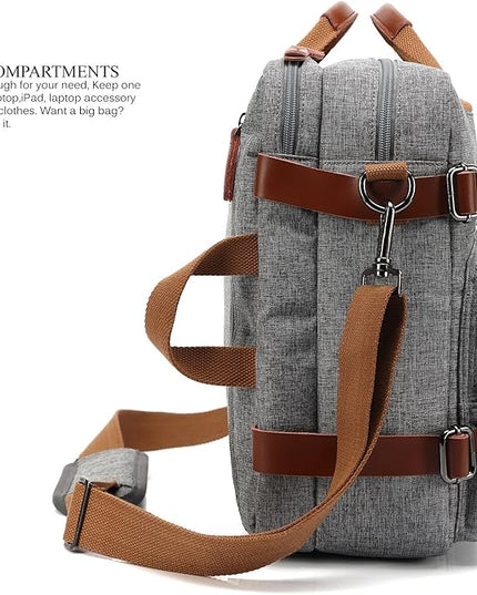 CoolBELL Convertible Backpack Messenger Shoulder bag Laptop Case Handbag Business Briefcase Multi-functional Travel Rucksack Fits 17.3 Inch Laptop For Men/Women (Grey)