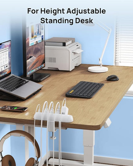TROND Desk Clamp Power Strip 20W USB C, Flat Plug 10ft Extension Cord, Surge Protector with 4 Outlets 4 USB Ports, 1700J, ETL Listed, Fits 1.97 inch Tabletop Edge, for Home Office Accessories, White