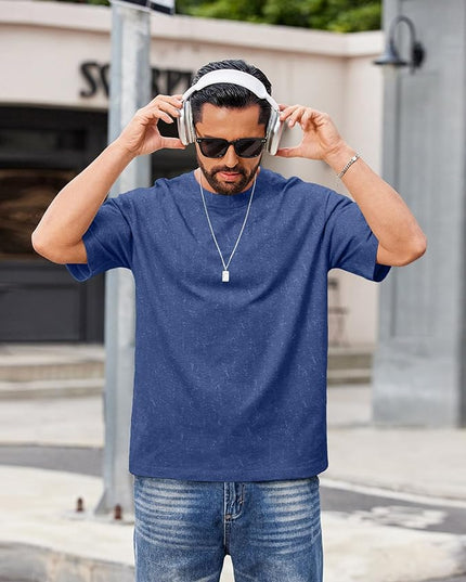 COOFANDY Men's Cotton T-Shirts Oversized Shirt Short Sleeves Streetwear Loose Fit Summer Tee Tops Washed Basic Unisex Shirts