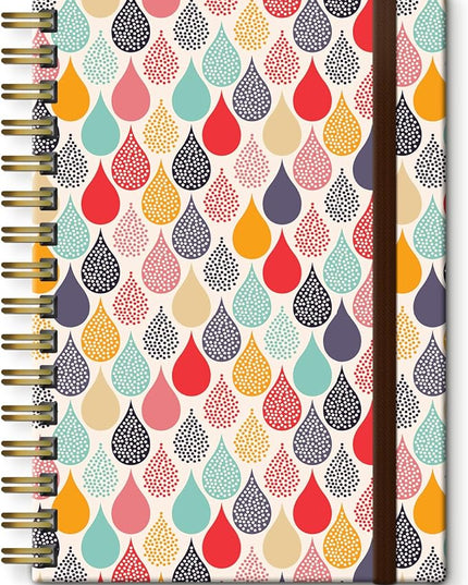 Spiral Journal Notebook, A5 Cute Notebooks for Women Men, College Ruled Hardcover Notebook for Work & Note Taking, 60 Pages Double-Wire Journals for Writing Water Drop Dots