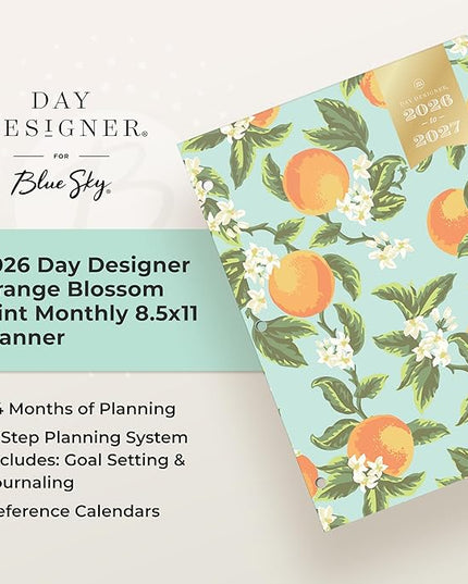 Blue Sky Day Designer 24 Month 2026 Monthly Planner Calendar, January 2026 - December 2027, 8.5" x 11", Flexible Cover, Stapled Binding, Orange Blossom Mint