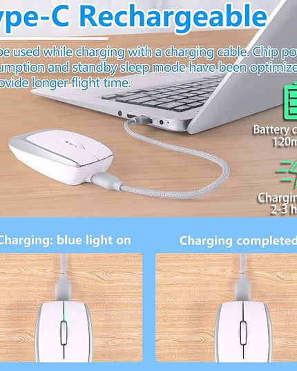 Wireless Mini Bluetooth Mouse with Card Reader (Up to 2TB),Portable Compact Silent Rechargeable Small Finger Optical Travel Mouse for PC/Laptop/Tablet/Smartphone, Students Kids Girl Boy Gift (Silver)