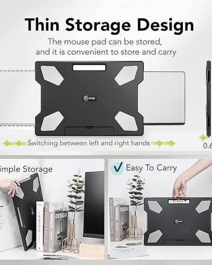 EHO Laptop Lap Desk with Retractable Mouse Pad, Portable Ergonomic Lap Pad with Heat Shield and Foldable Stopper, Lightweight Travel Lapdesk Fits up to 16" Laptops, Bed Sofa or Work Use