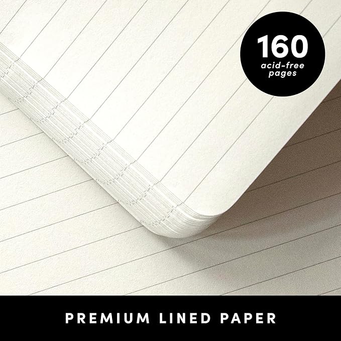 PAPERAGE Lined Journal Notebook, (Blush), 160 Pages, Medium 5.6 in x 8 in - 100 GSM Thick Paper – Hardcover Journaling Notebook for Work, School & Note Taking